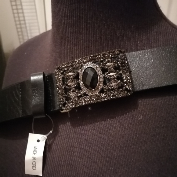 New womwn Belt with Bling Bling Black l-Xl - Picture 1 of 6